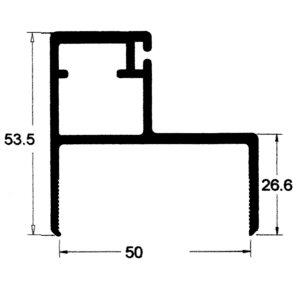 PERFIL ALUMINIO BATENTE CADEIRINHA 50MM FOSCO 4,40MT - COD 67