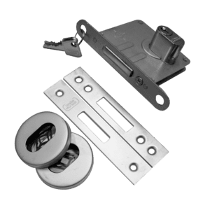 FECHADURA PARA PORTA DE CORRER MAQ. 45 EXT. ROS. RED. ACETINADO - COD 20